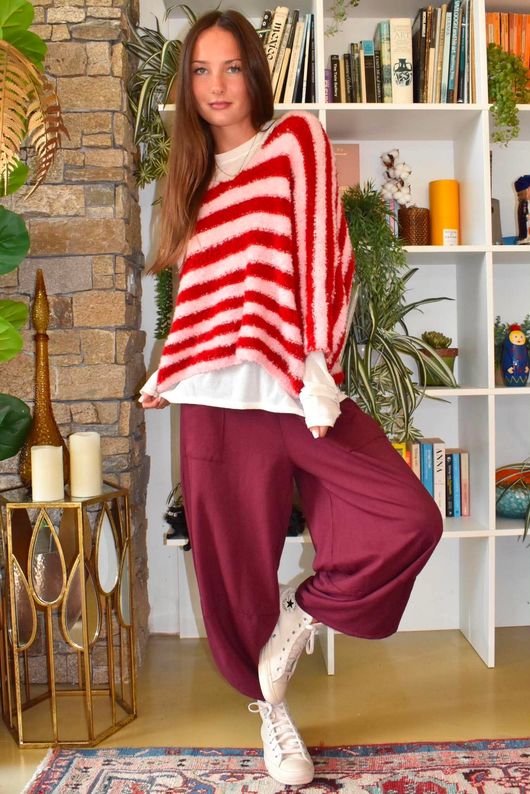 Stripe Boucle Slouch Knit Morello & Rose